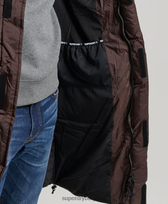 Superdry облекло N00H4454 кафяво мъже пухено яке с парагади ripstop