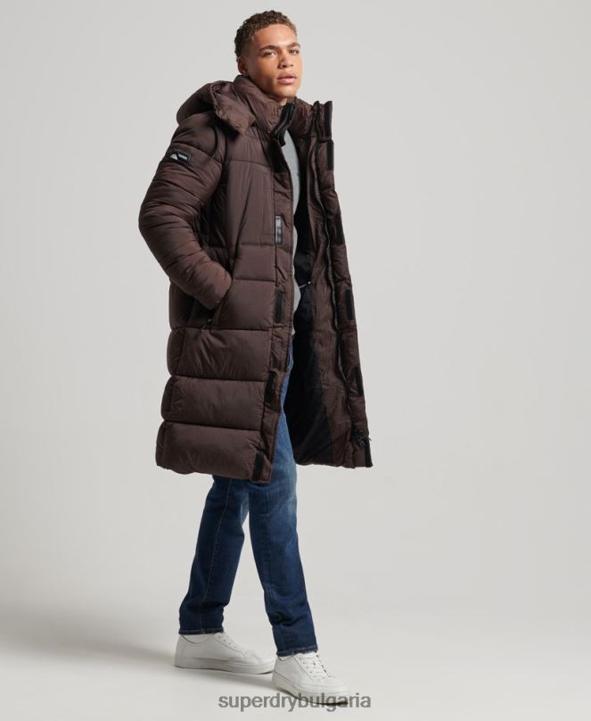 Superdry облекло N00H4454 кафяво мъже пухено яке с парагади ripstop