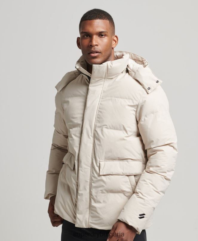Superdry облекло N00H4456 бежово мъже късо пухкаво яке
