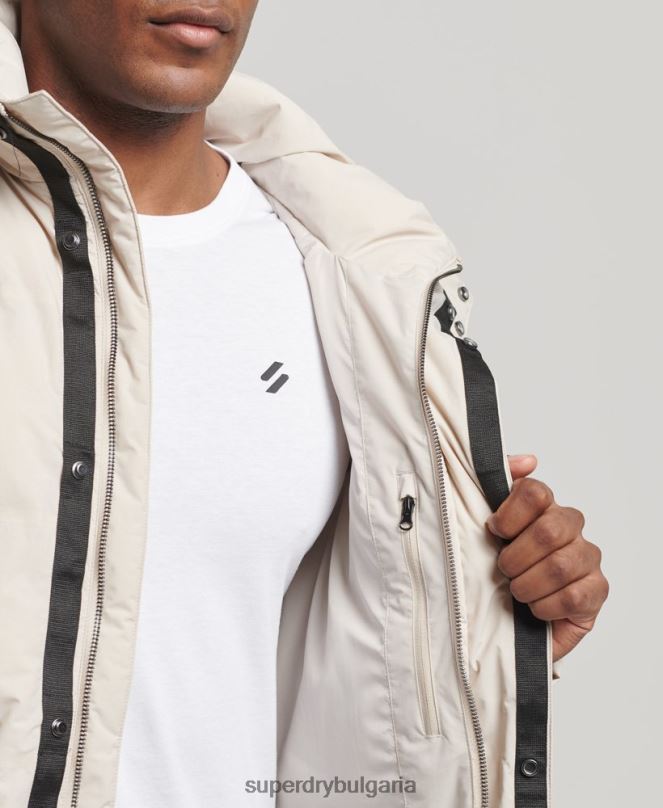 Superdry облекло N00H4456 бежово мъже късо пухкаво яке