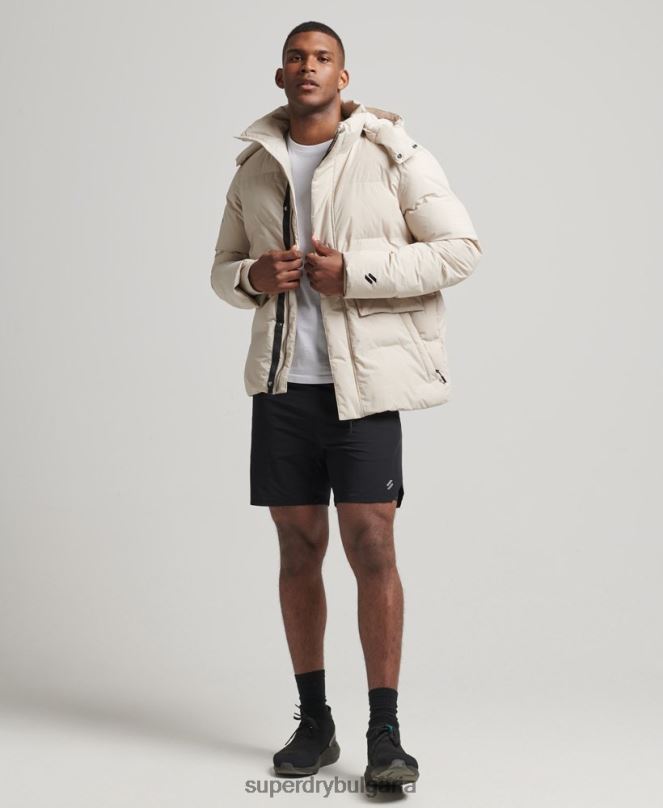 Superdry облекло N00H4456 бежово мъже късо пухкаво яке