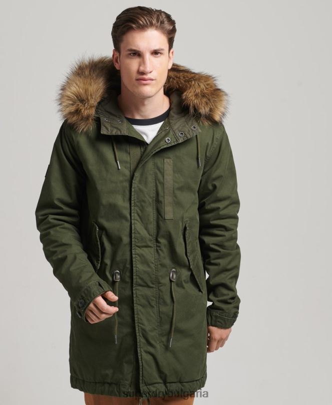 Superdry облекло N00H4457 зелено мъже военно яке от изкуствена кожа