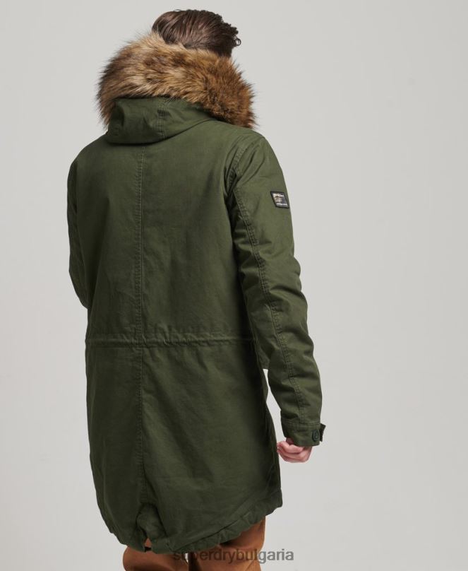 Superdry облекло N00H4457 зелено мъже военно яке от изкуствена кожа