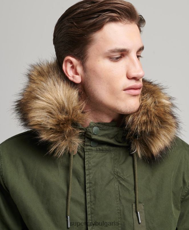 Superdry облекло N00H4457 зелено мъже военно яке от изкуствена кожа