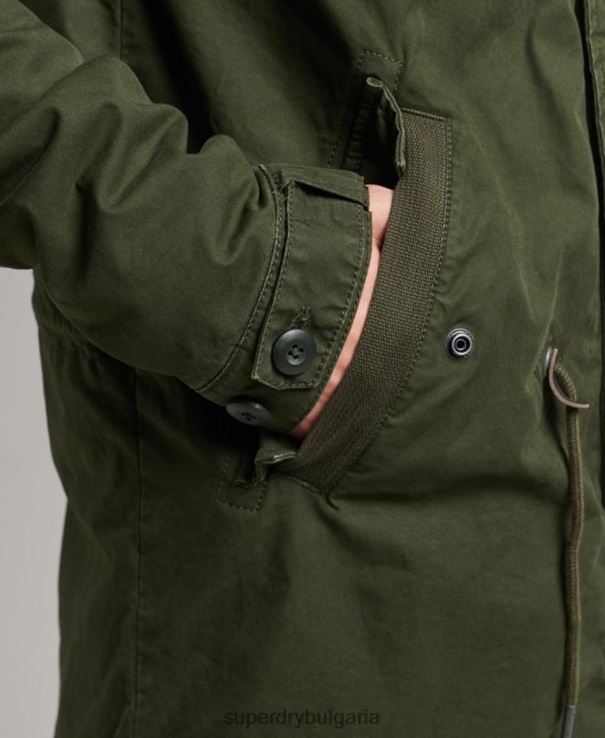Superdry облекло N00H4457 зелено мъже военно яке от изкуствена кожа