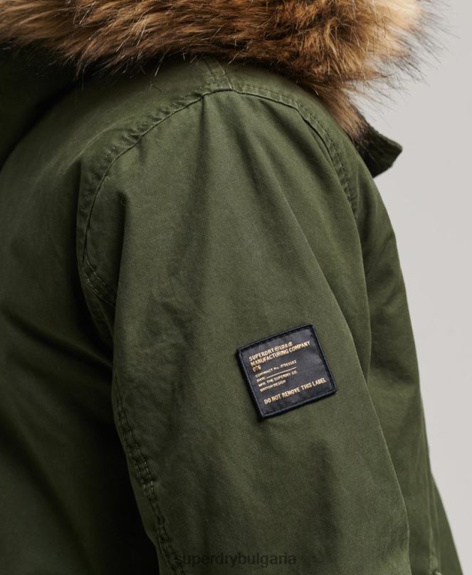 Superdry облекло N00H4457 зелено мъже военно яке от изкуствена кожа
