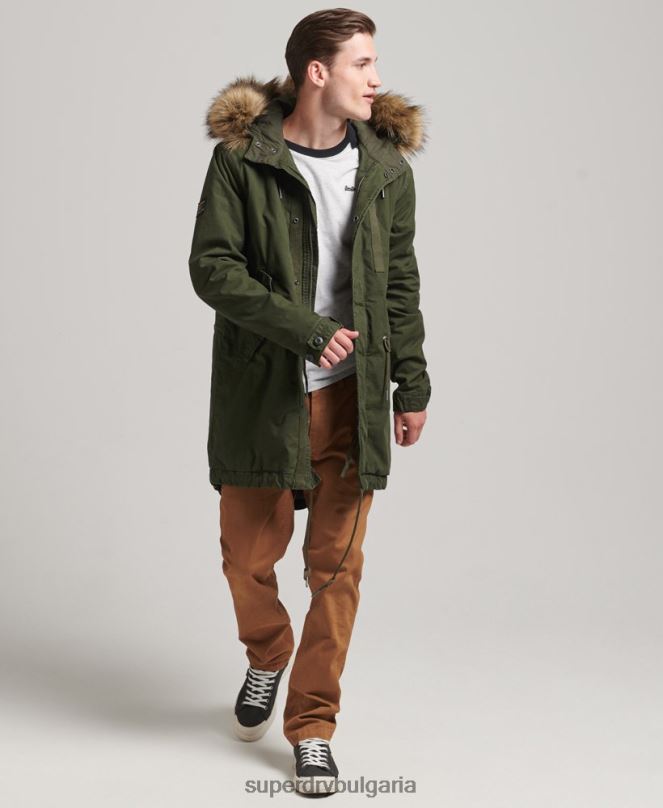 Superdry облекло N00H4457 зелено мъже военно яке от изкуствена кожа