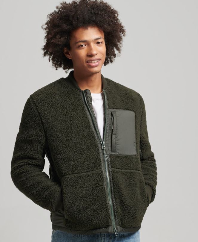 Superdry облекло N00H4458 зелено мъже шерпа яке с цип