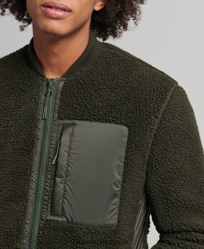 Superdry облекло N00H4458 зелено мъже шерпа яке с цип
