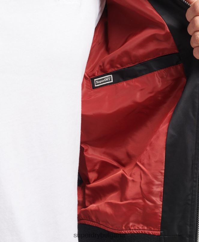Superdry облекло N00H4459 тъмно сив мъже винтидж бомбър яке sukajan