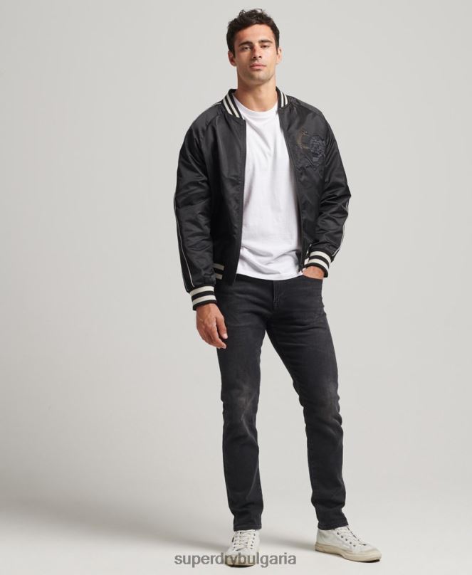 Superdry облекло N00H4459 тъмно сив мъже винтидж бомбър яке sukajan