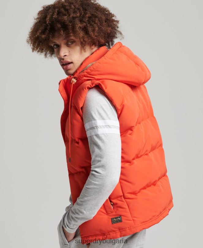 Superdry облекло N00H4460 оранжево мъже жилетка с качулка Everest