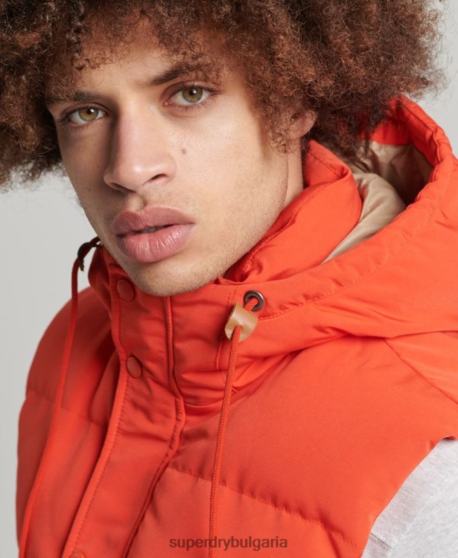 Superdry облекло N00H4460 оранжево мъже жилетка с качулка Everest