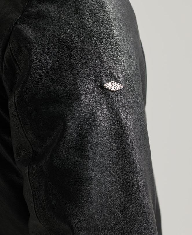 Superdry облекло N00H4461 черен мъже кожено бомбър яке