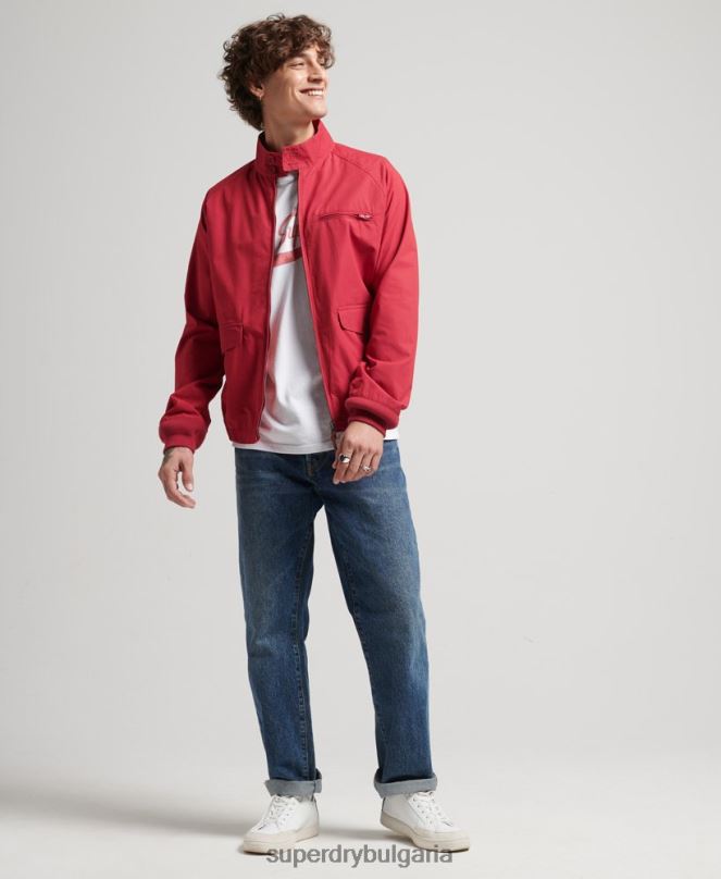 Superdry облекло N00H4466 червен мъже реколта колегиално яке Harrington