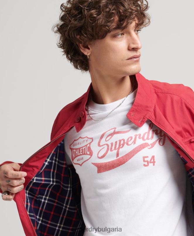 Superdry облекло N00H4466 червен мъже реколта колегиално яке Harrington