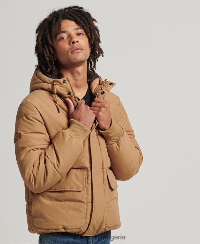 Superdry облекло N00H4467 кафяво мъже планинско пухено яке