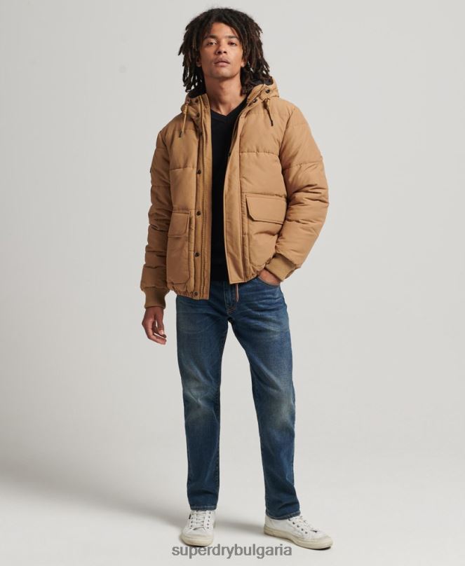 Superdry облекло N00H4467 кафяво мъже планинско пухено яке