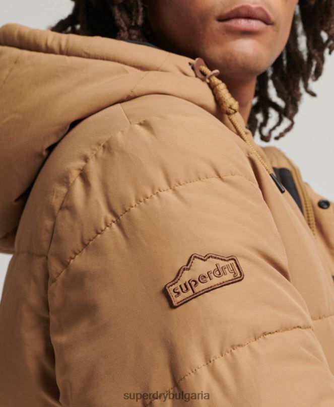 Superdry облекло N00H4467 кафяво мъже планинско пухено яке