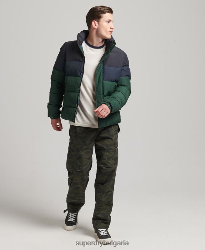 Superdry облекло N00H4471 зелено мъже ретро ретро cb пух