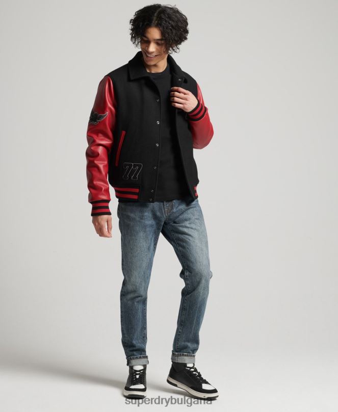 Superdry облекло N00H4473 черен мъже смесено университетско бомбър яке