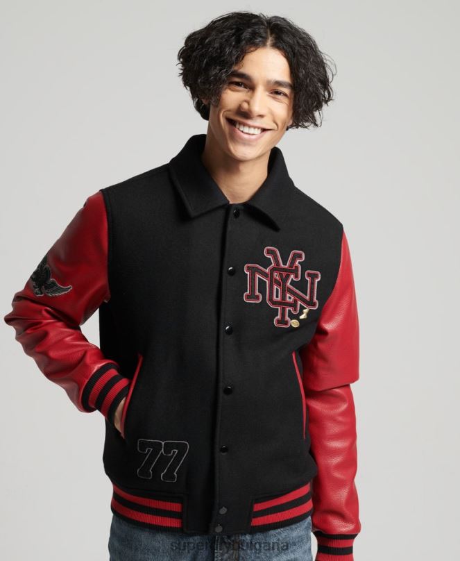 Superdry облекло N00H4473 черен мъже смесено университетско бомбър яке