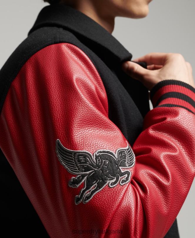 Superdry облекло N00H4473 черен мъже смесено университетско бомбър яке