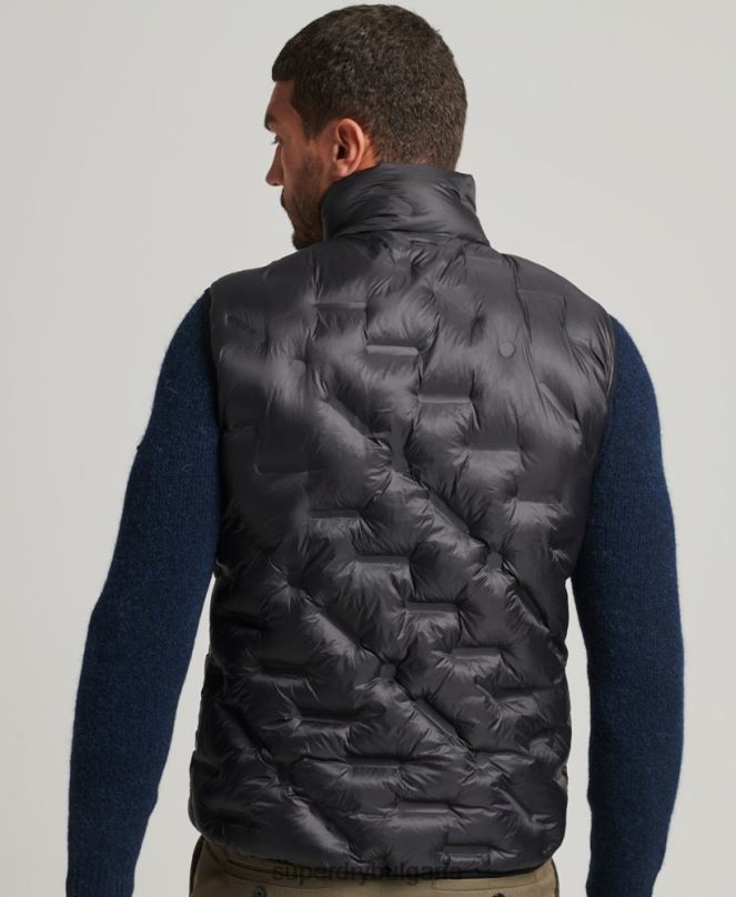 Superdry облекло N00H4476 черен мъже къса олекотена жилетка с подплата