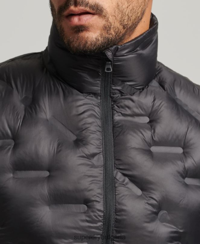 Superdry облекло N00H4476 черен мъже къса олекотена жилетка с подплата