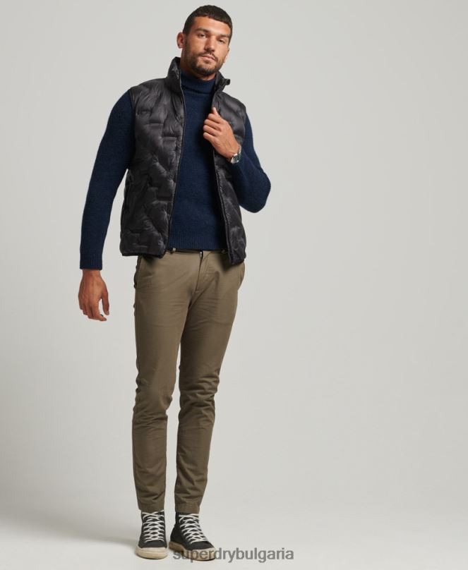 Superdry облекло N00H4476 черен мъже къса олекотена жилетка с подплата