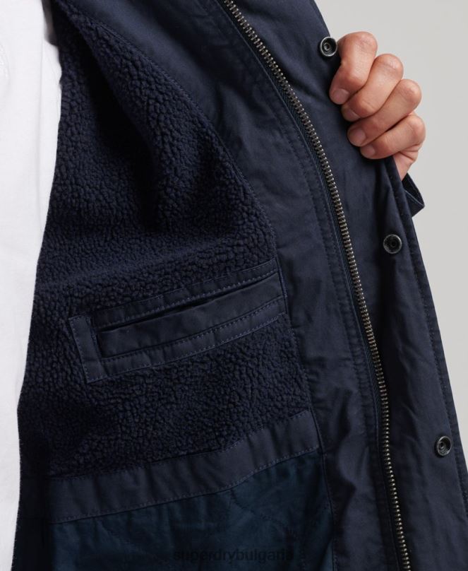 Superdry облекло N00H4482 военноморски флот мъже Военно яке с рибена опашка