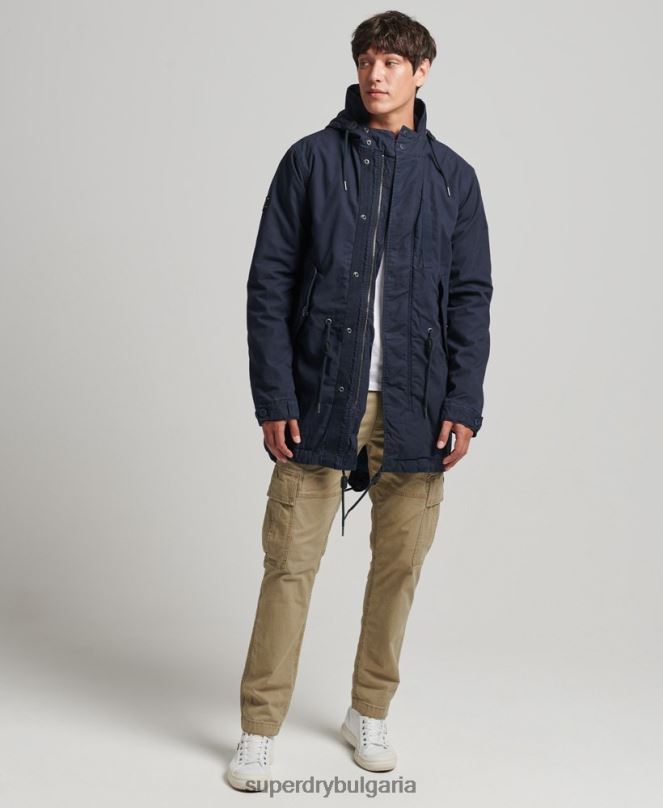 Superdry облекло N00H4482 военноморски флот мъже Военно яке с рибена опашка