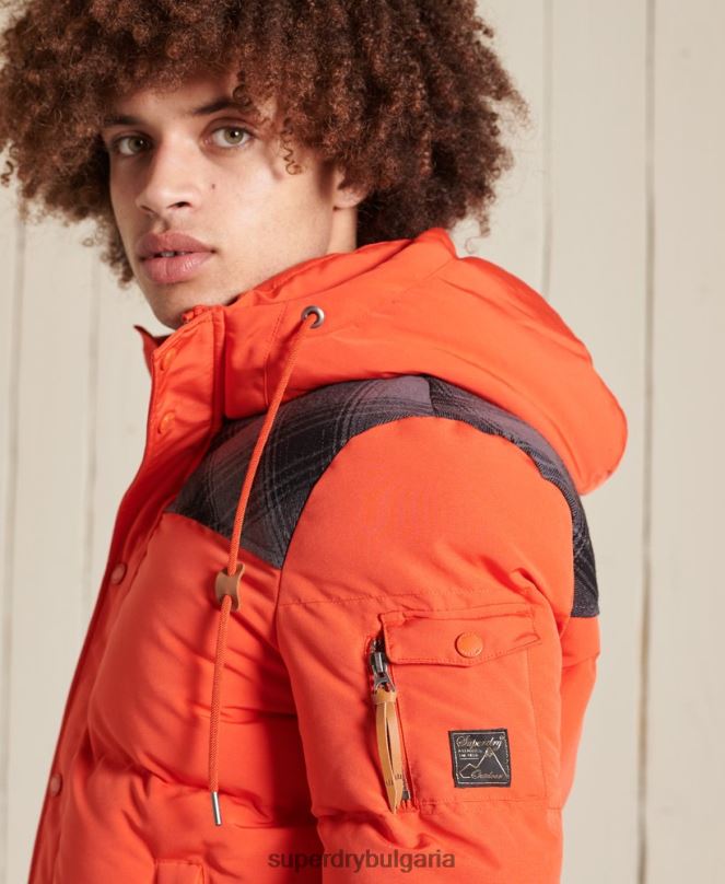 Superdry облекло N00H4487 оранжево мъже ватирано яке Еверест