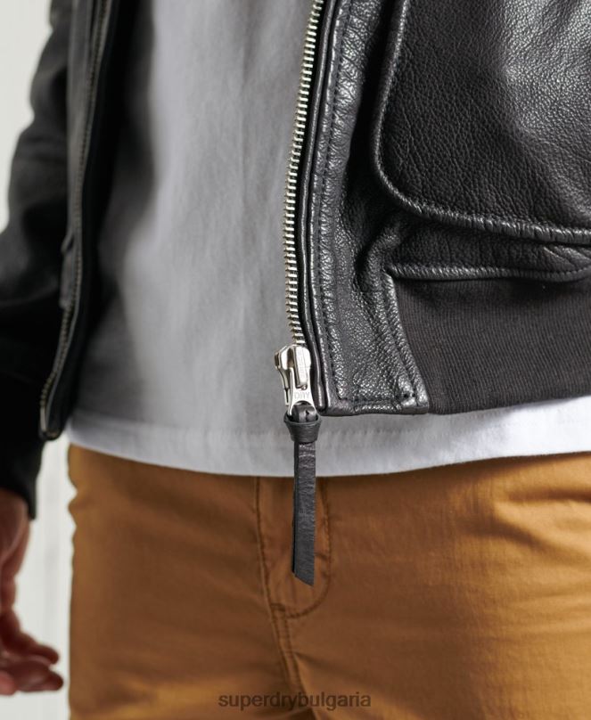 Superdry облекло N00H4488 черен мъже авиаторско кожено яке
