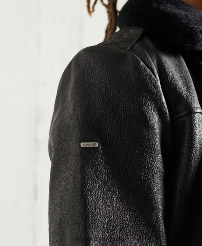 Superdry облекло N00H4488 черен мъже авиаторско кожено яке