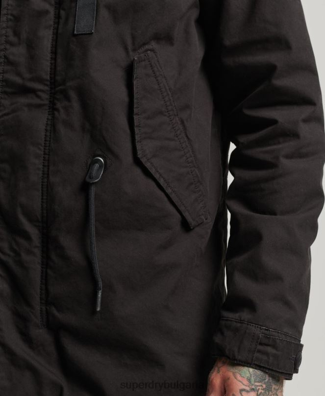 Superdry облекло N00H4490 тъмно сив мъже военно яке от изкуствена кожа