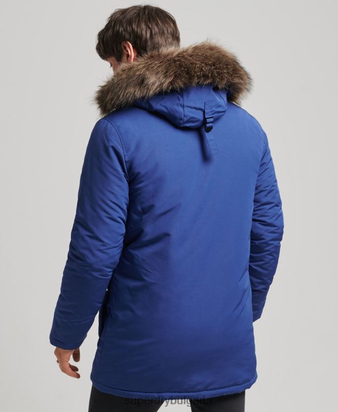 Superdry облекло N00H4498 военноморски флот мъже парка от изкуствена кожа everest с качулка
