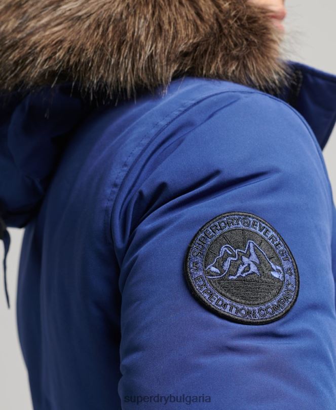 Superdry облекло N00H4498 военноморски флот мъже парка от изкуствена кожа everest с качулка