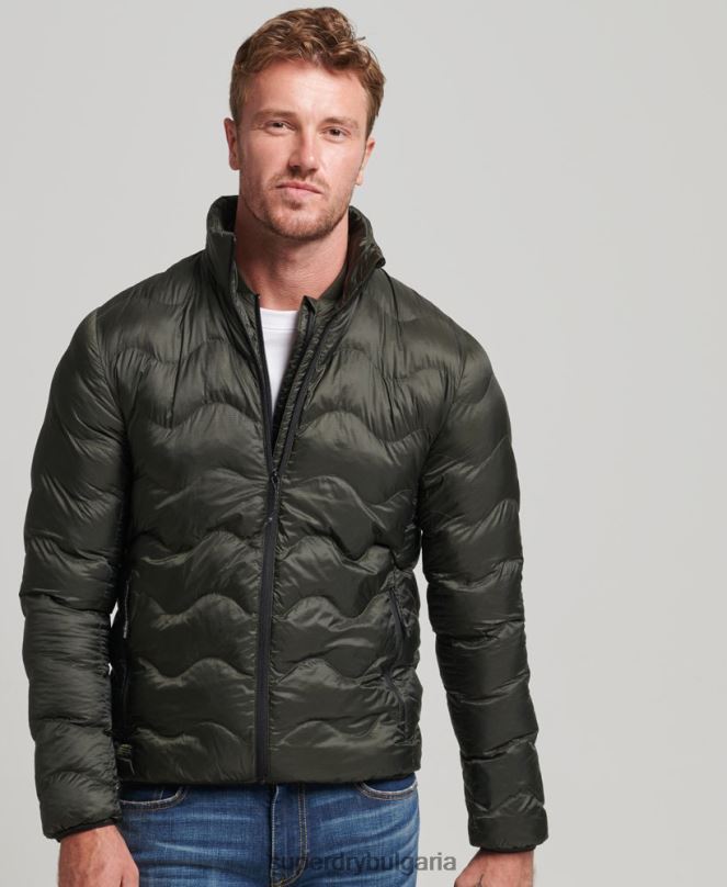 Superdry облекло N00H4499 зелено мъже късо ватирано леко пухено яке