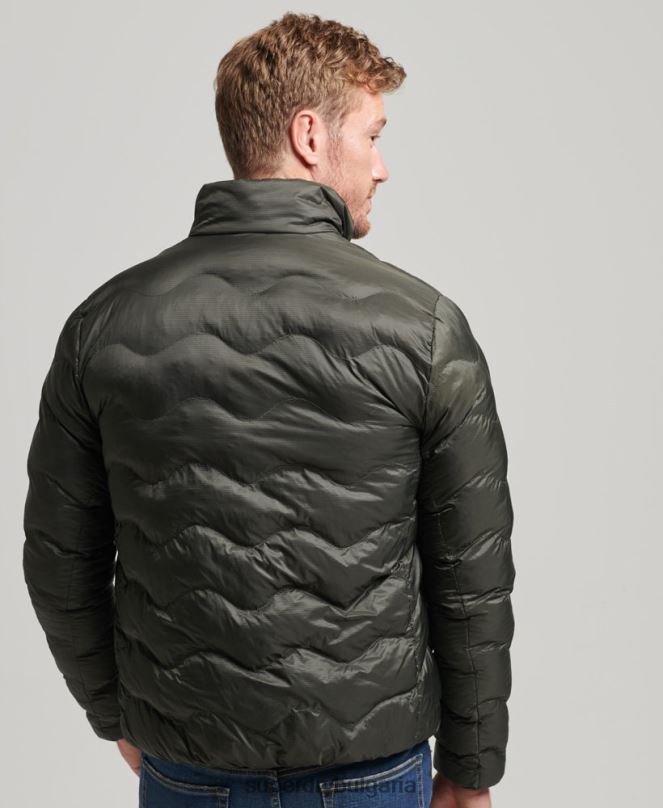 Superdry облекло N00H4499 зелено мъже късо ватирано леко пухено яке