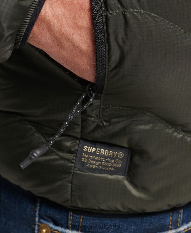 Superdry облекло N00H4499 зелено мъже късо ватирано леко пухено яке
