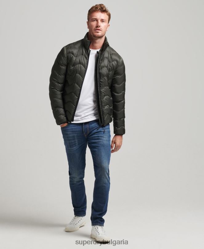 Superdry облекло N00H4499 зелено мъже късо ватирано леко пухено яке