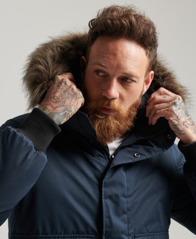 Superdry облекло N00H4500 военноморски флот мъже бомбър яке Everest
