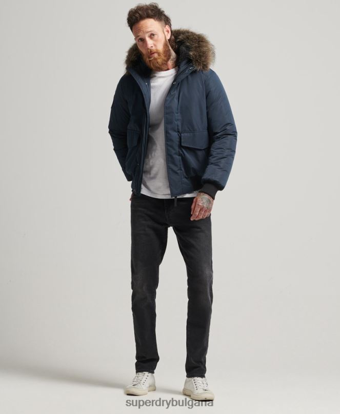 Superdry облекло N00H4500 военноморски флот мъже бомбър яке Everest