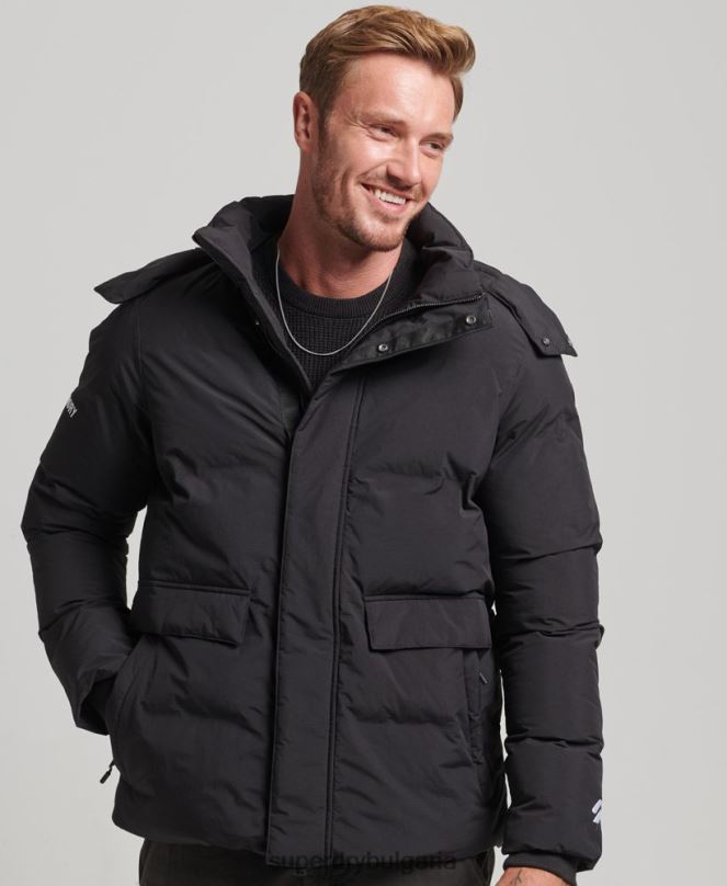 Superdry облекло N00H4501 черен мъже късо пухкаво яке