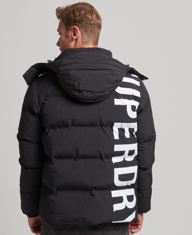 Superdry облекло N00H4501 черен мъже късо пухкаво яке