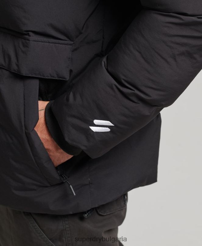 Superdry облекло N00H4501 черен мъже късо пухкаво яке