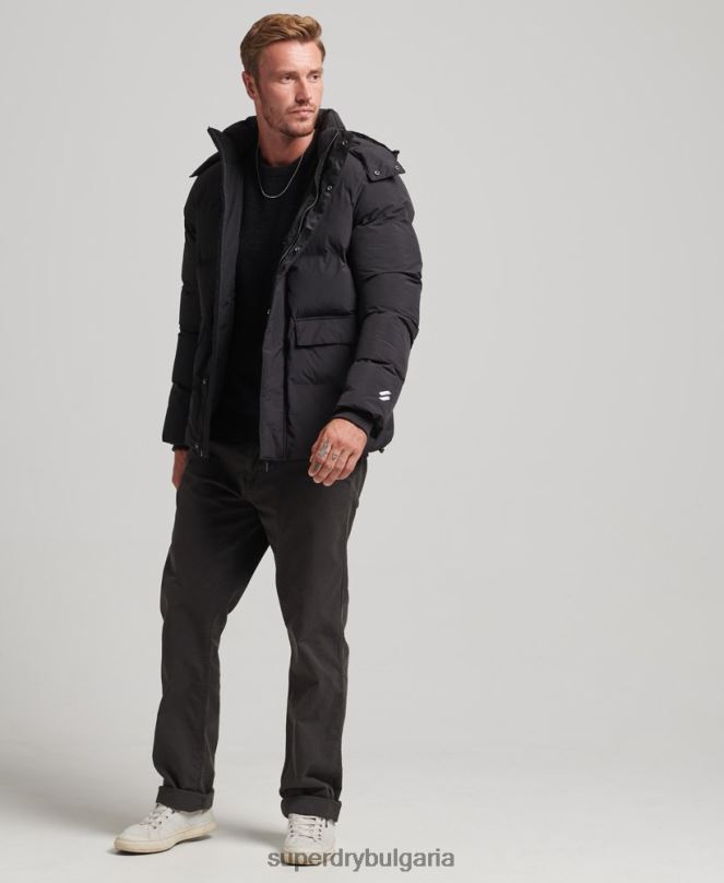 Superdry облекло N00H4501 черен мъже късо пухкаво яке