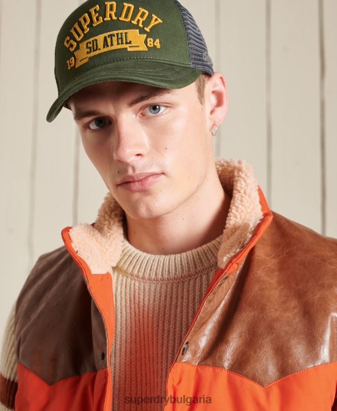 Superdry облекло N00H4505 оранжево мъже жилетка от смесена планинска кожа