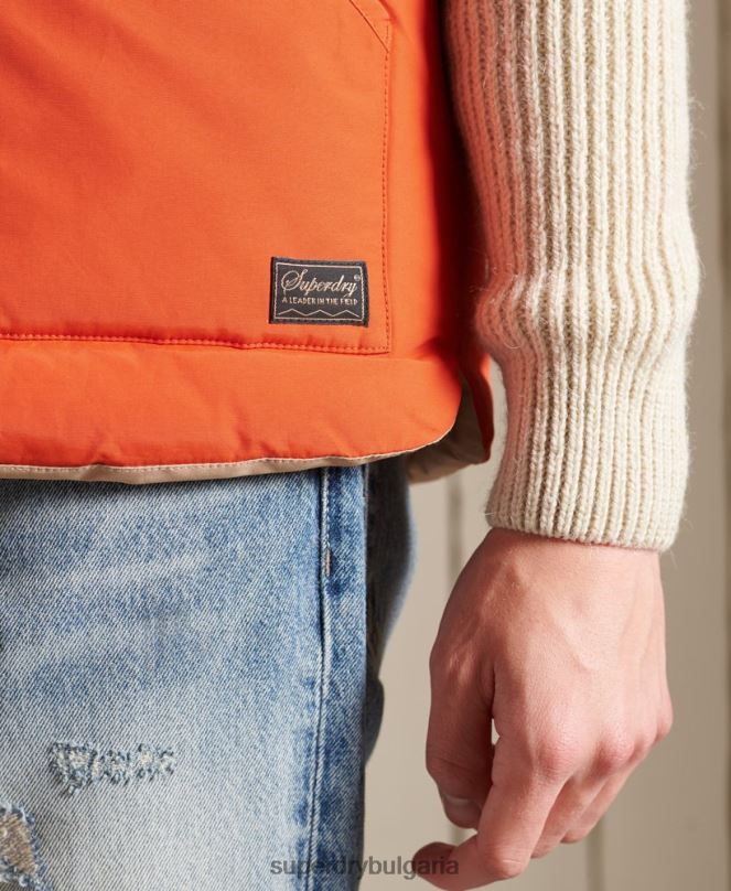 Superdry облекло N00H4505 оранжево мъже жилетка от смесена планинска кожа